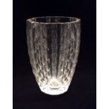 A LARGE LATE 20TH CENTURY LEAD CRYSTAL VASE Cut with five sets of lozenge shape columns,