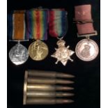 A SET OF THREE WORLD ONE WAR MEDALS Awarded to M2-047166 Pte F. Wilson ASC, silver war medal, 1914 -