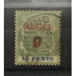 STAMPS OF MAURITIUS, 1899 SG134, 6C on 18C green and ultra marine surcharge, with RPS certificate.