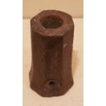 A MEDIEVAL IRON HAND CANNON With tapering hexagonal barrel, Circa 16th Century. (4.5cm x 9.5cm)