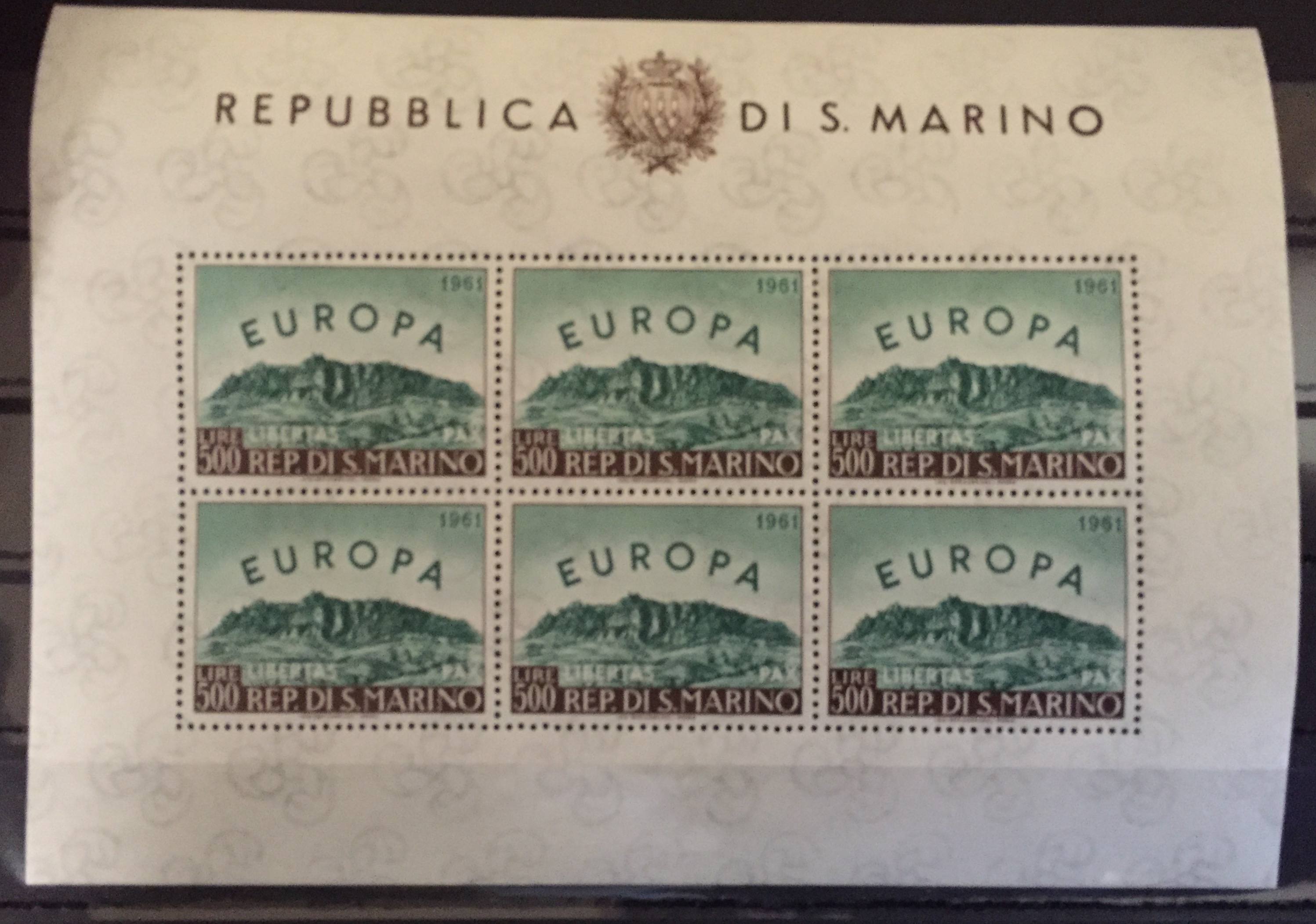 STAMPS SAN MARINO, 1961 SG640, inscribed 'Europa', 500F green and brown (MNH).