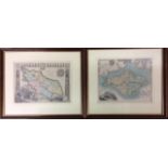 THOMAS MOULE, A PAIR OF 19TH CENTURY COLOURED ENGRAVINGS OF MAPS 'The Isle of Man', featuring