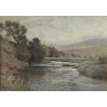 JOHN PEDDER,1850 - 1929, WATERCOLOUR Riverside landscape, signed, framed and glazed. (45cm x