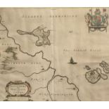 JOHANNES BLAEU, A COLOURED MAP Published 1647, Holly Island et Farne, framed and glazed. (64cm x