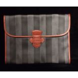 FENDI, A SELF STRIPED VINYL FENDI A4 PORTFOLIO The tobacco vinyl envelope style portfolio having tan