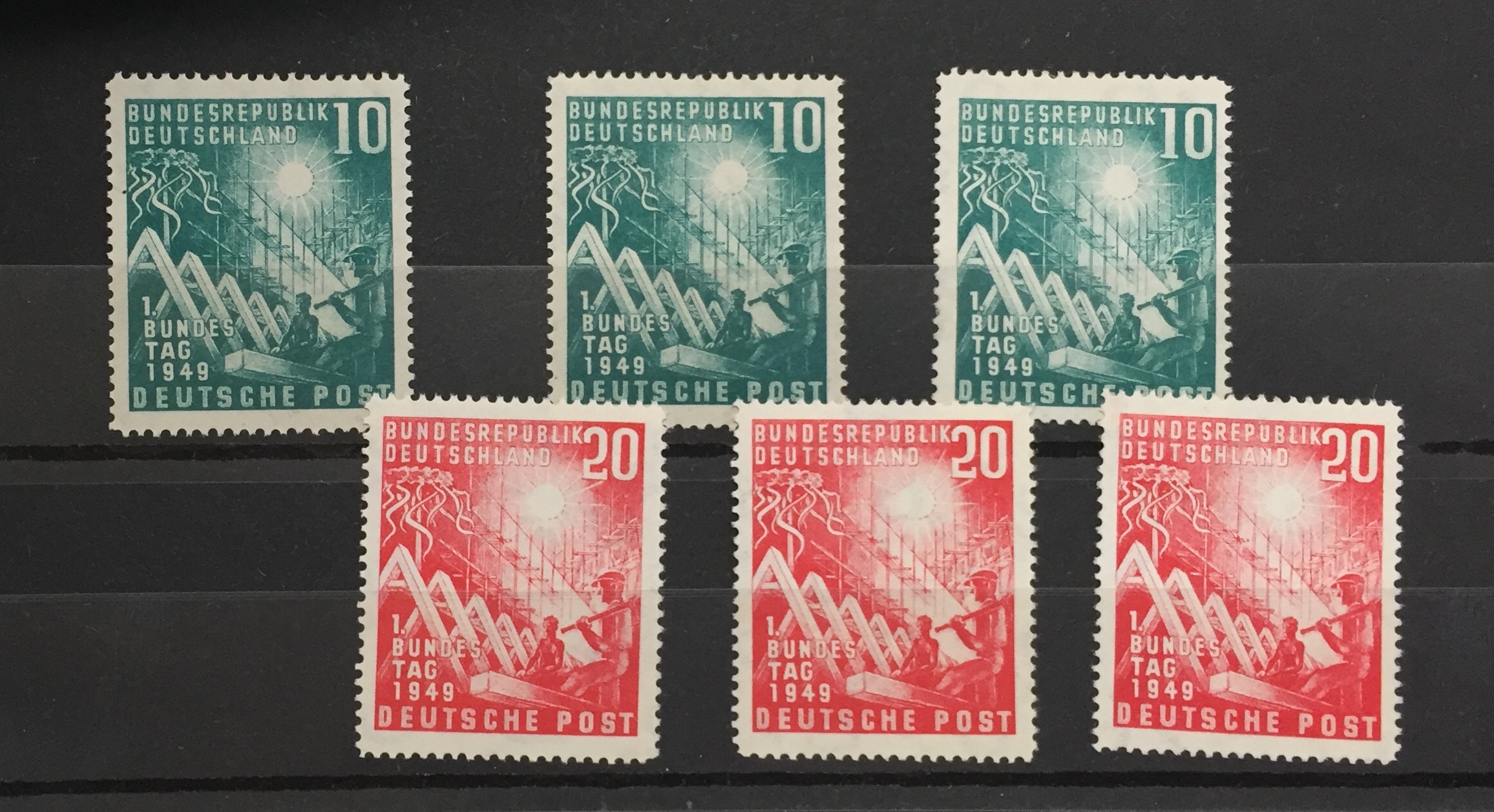 STAMP OF WEST GERMANY, 1949 SS1033/4, three pairs of 10PF/20PF (MNH).