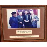 A PHOTOGRAPH OF SIR NICHOLAS WINTON ALONGSIDE LORD ALFRED DUBS, DR. ELIZABETH MAXWELL AND MR TOM