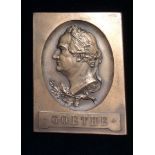 JOHANN WOLFGANG VON GOETHE, A 19TH CENTURY GERMAN BRONZE PLAQUE Cast with a relief portrait of a