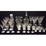 A LARGE COLLECTION OF EARLY 20TH CENTURY CZECHOSLOVAKIAN WHEEL ENGRAVED GLASSWARE Each bearing