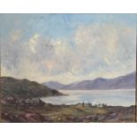 H. BENNETT, A 20TH CENTURY OIL ON BOARD Scottish loch scene, framed. (46cm x 40cm)