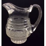 A LARGE LATE 19TH/EARLY 20TH CENTURY LEAD CRYSTAL WATER JUG Of baluster shape, with a stepped ring