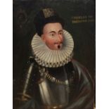 A 19TH CENTURY OIL ON CANVAS LAID TO LATER BOARD Portrait of Charles de Bremond, 1570, unframed. (