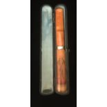 AN EARLY 20TH CENTURY CASED AMBER AND MEERSCHAUM CIGAR CHEROOT Engraved with the initials 'N.W.'. (