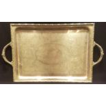 WINTON FAMILY CREST, MAPPIN & WEBB, AN EARLY 20TH CENTURY LARGE SERVING TRAY Of rectangular shape,