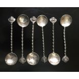 PAPAL STATES, A SET OF SIX ITALIAN SILVER COMMEMORATIVE SPOONS The bowls depicting 'Piastra' style