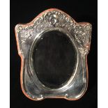 AN EARLY 20TH CENTURY SILVER ART NOUVEAU MIRROR