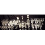 A COLLECTION OF 20TH CENTURY CUT LEAD CRYSTAL DRINKING GLASSES Including a set of six champagne