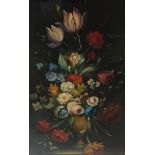 A PIERCY?, A 20TH CENTURY OIL ON CANVAS Still life, chrysanthemums, tulips, peonies and other