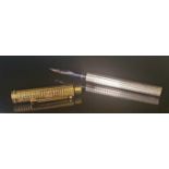 SCHEAFFER, A GOLD PLATED FOUNTAIN PEN Having a tapering gold plated machine turned case and a 14ct