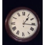 A G.P.O. CIRCULAR MAHOGANY CASED WALL CLOCK With ER crown cypher and a single train, with fusée