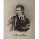 A PENCIL PORTRAIT ON PAPER Sir Humphrey Davy, 1778 - 1829, seated and wearing typical 19th Century