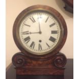 AN EARLY VICTORIAN WALNUT CASED MANTLE CLOCK Mounted on twin scrolls, the later 8" white dial with