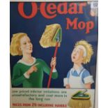 AN ORIGINAL VINTAGE O CEDAR MOP ADVERTISING POSTER Framed and glazed. (44cm x 52cm)