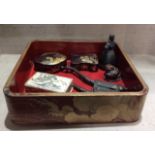 A COLLECTION OF 19TH CENTURY AND LATER ORIENTAL ITEMS Including two lacquered trinket boxes with