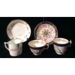 ROYAL CROWN DERBY, AN EARLY 19TH CENTURY CUP, SAUCER AND COFFEE CUP Hand painted with bouquets of