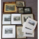 13 assorted Prints of Border Abbeys etc plus Framed Oil Painting.