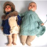 Kammer and Reinhardt Composite Headed Doll, Jointed Legs plus Canadian Composite Head Doll with