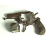 Nickel Plated Pin Fire Revolver.