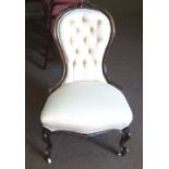 Victorian Walnut Stained Ladies Spoon-back, Button-back Chair.