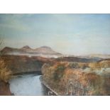 TOM SCOTT - The Eildon Hills from St Boswells, 1915. Framed Print (18.5" x 25").