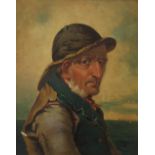 Framed Oil Painting of an Elderley Fisherman (12" x 9.75").