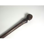 Carved Ebony and African Wood Walking Stick with Finely Carved Native Head Handle.