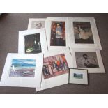 7 assorted Unframed Prints after J.D FERGUSSON, JAMES WATT, PAUL TELFORD etc plus Framed Print.