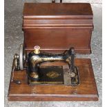 Table Top Oak Cased Singer Sewing Machine.