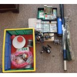 Assorted Course Fishing Tackle incl. 3 Spinning Reels, 3 Telescopic Rods, Floats, 8 metre Telepole