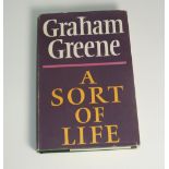 Signed Graham Greene First Edition Hardback Copy of a 'Sort of Life' - c/w dust cover (issued by