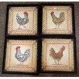 U WEINS - Set of 4 Framed Prints of Hens.