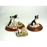 3 Border Fine Arts Figures of Border Collies.