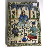 Continental Tin Glazed Tile of an Eastern Subject (possibly Persian) - 12" x 9".