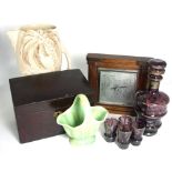 Aneroid Barometer, Continental Glass Liqueur Set, Beswick Palm Jug, Wade Posy Bowl and Hide
