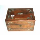 19th Century Rosewood Inlaid with Mother of Pearl Fitted Jewellery Box, plus a few items of