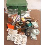 Stephens Box Seat Fishing Tackle Box, c/w Flies, Reels, Spools, Lines, Deer Antler Priest etc.