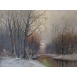 FRANCIS - Winter Woodland. Oil on Canvas. Signed (23" x 32").