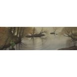 KEITH HENDERSON - The Estuary of the Fintaig. Wayercolour. Signed (10" x 30").