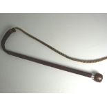 Leather Bound Hunting Riding Crop with Loaded Head and Silver Collar - by Swaine and Adeney.