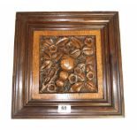 Attributed to James Forsyth (Kelso) - Framed Carved Oak Panel of Fruit and Flowers (overall 11" x